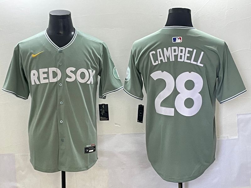 Men 2025 Boston Red Sox #28 Campbell Light Green Joint Name Nike MLB Jersey style 1
